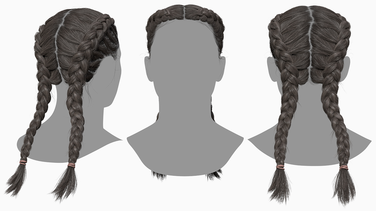 Female hair for blender realtime braided hair style